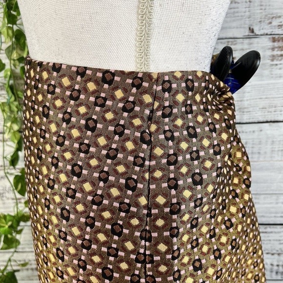 Ann Taylor Loft Skirt sz 6 Gold Pink Navy Textured Above Knee A Line Aztec Boho - Picture 8 of 11